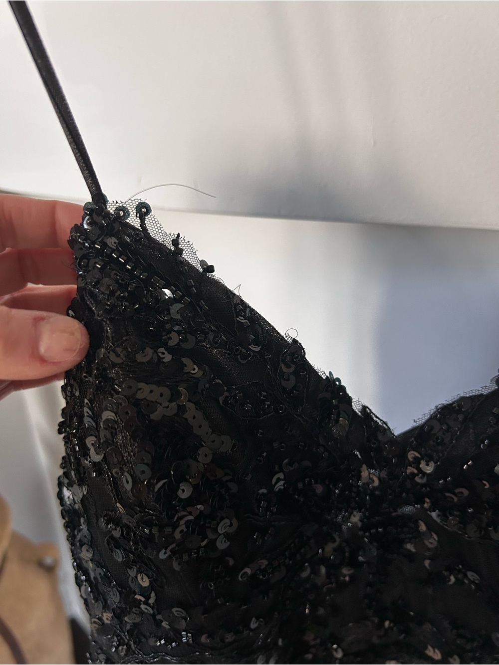 Strapless Black Embellished Prom Gown with High Slit - Picture 12 of 16
